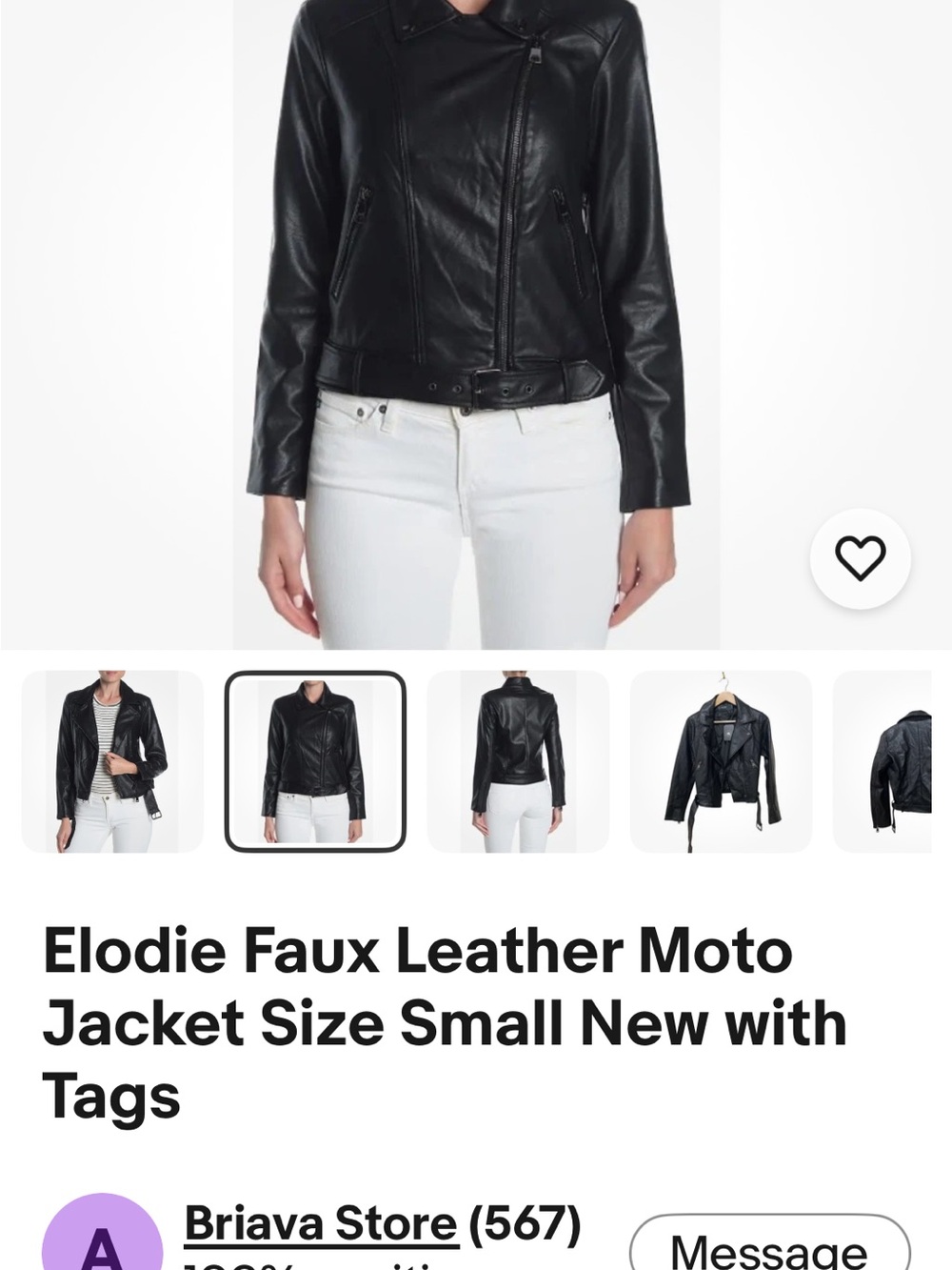 Elodie Black Faux Leather Moto Jacket
